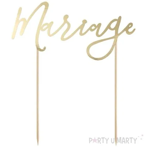 dekoracja na tort mariage zlota partydeco 22 5 cm