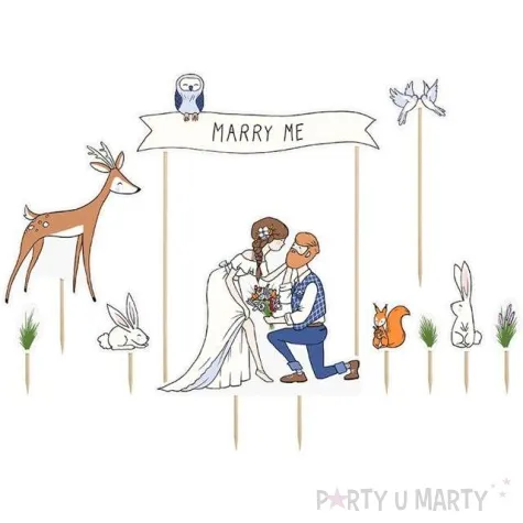 dekoracja na tort marry me partydeco 7 23 cm 10 szt