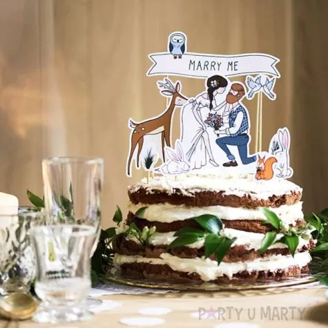 dekoracja na tort marry me partydeco 7 23 cm 10 szt