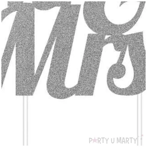 dekoracja na tort mr mrs srebrna godan 23 cm