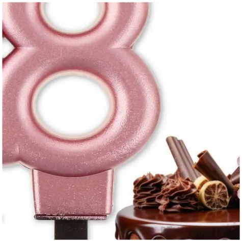dekoracja na tort na 18 urodziny swieczka osiemnastkowa liczba 18 rozowe zloto 8 cm