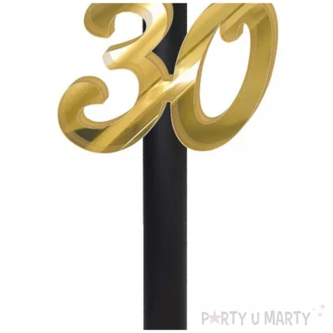 dekoracja na tort na 30 urodziny fontanna tortowa raca lustrzana liczba 30 czarno zlota 18 cm