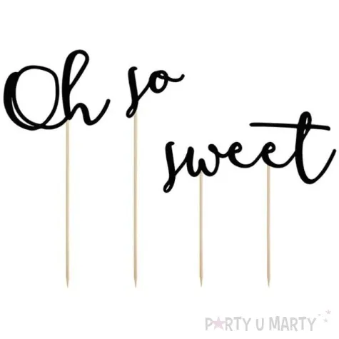 dekoracja na tort oh so sweet czarna partydeco 17 25 5 cm 4 szt