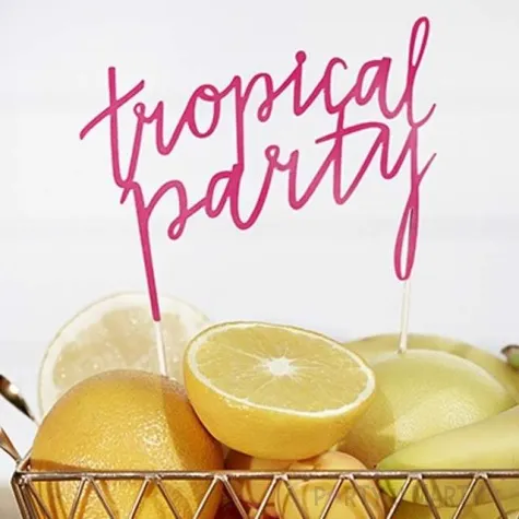 dekoracja na tort papierowa tropical party partydeco 24 cm