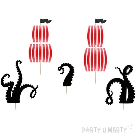 dekoracja na tort piraci mix partydeco 13 5 21 cm 5 szt