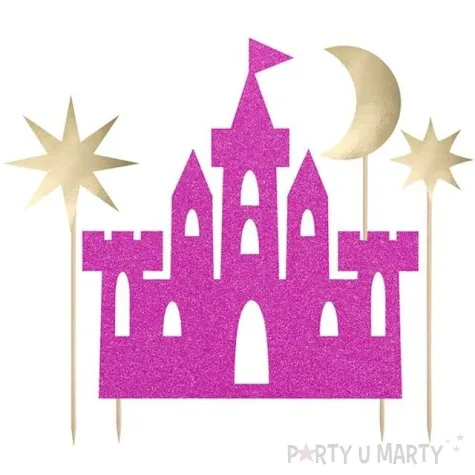 dekoracja na tort princess zamek partydeco 17 21 5 cm 4 szt