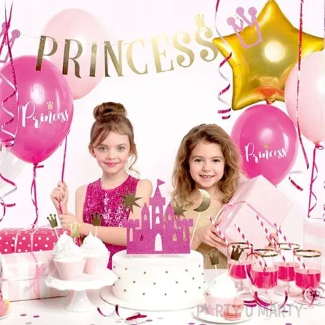 dekoracja na tort princess zamek partydeco 17 21 5 cm 4 szt