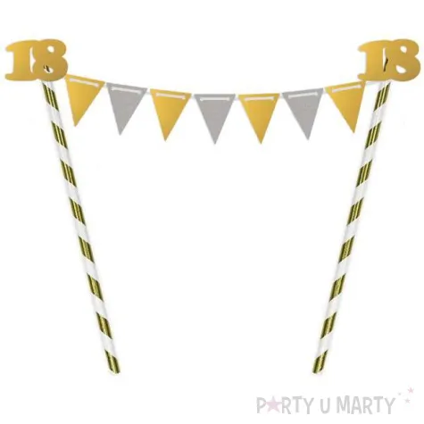 dekoracja na tort slomkowa urodziny 18 zlota