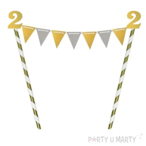 dekoracja na tort slomkowa urodziny 2 zlota