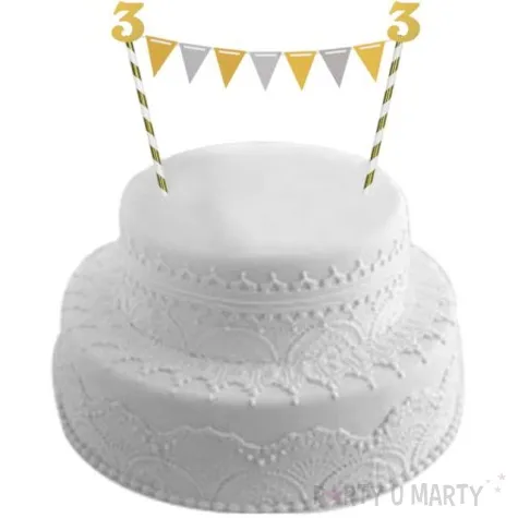 dekoracja na tort slomkowa urodziny 3 zlota
