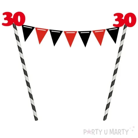 dekoracja na tort slomkowa urodziny 30 czerwona