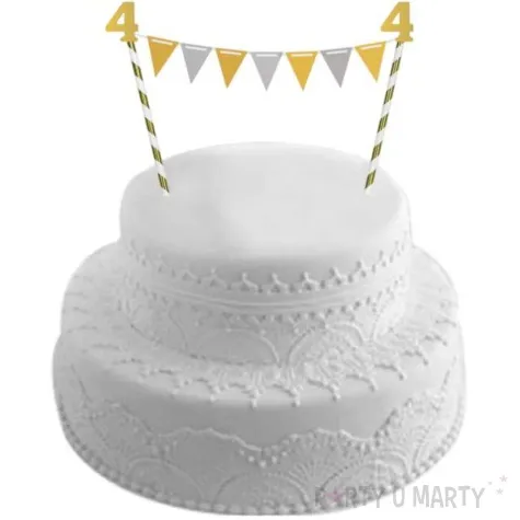 dekoracja na tort slomkowa urodziny 4 zlota