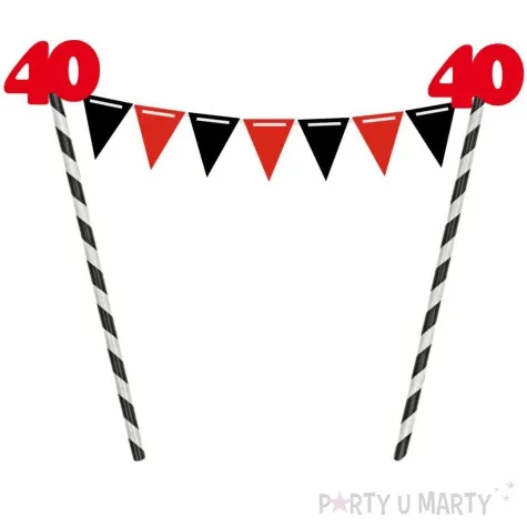 dekoracja na tort slomkowa urodziny 40 czerwona