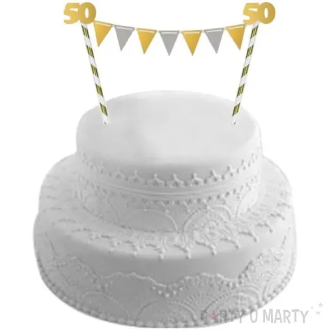 dekoracja na tort slomkowa urodziny 50 zlota