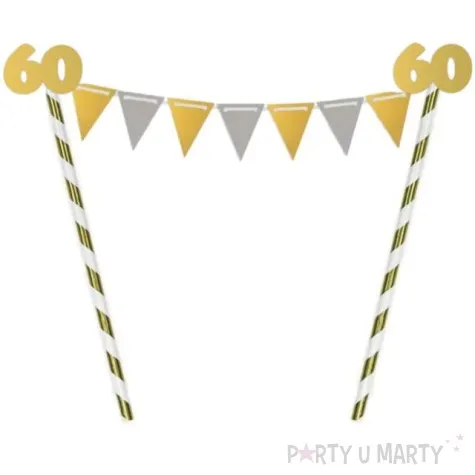 dekoracja na tort slomkowa urodziny 60 zlota