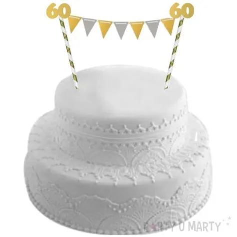dekoracja na tort slomkowa urodziny 60 zlota