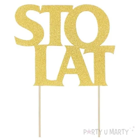 dekoracja na tort sto lat zloty godan 20 cm