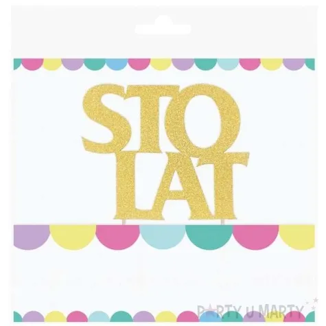 dekoracja na tort sto lat zloty godan 20 cm