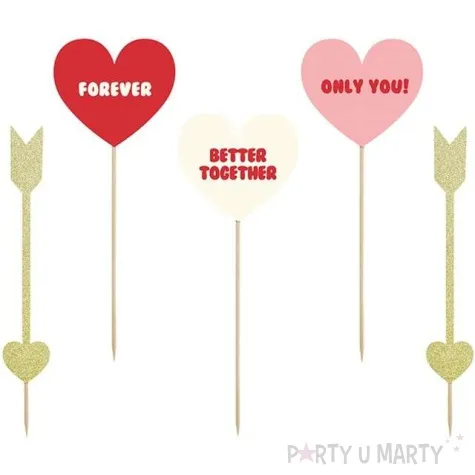 dekoracja na tort sweet love partydeco 24 5 cm 5 szt