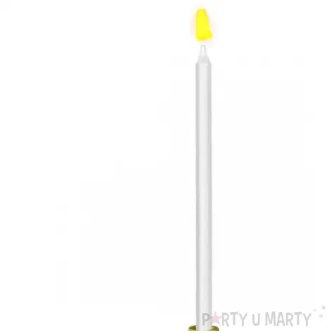 dekoracja na tort swiecznik liczba 18 biala swieczka zloty