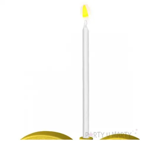 dekoracja na tort swiecznik liczba 30 biala swieczka zloty