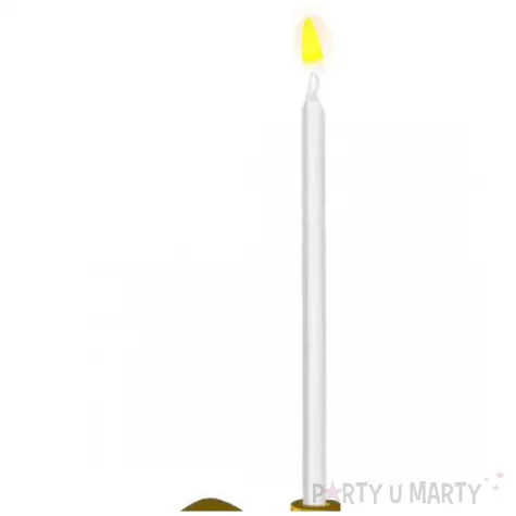 dekoracja na tort swiecznik liczba 60 biala swieczka zloty