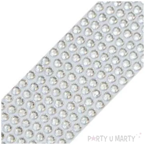 dekoracja na tort tasma z cyrkoniami srebrna dekora 1m