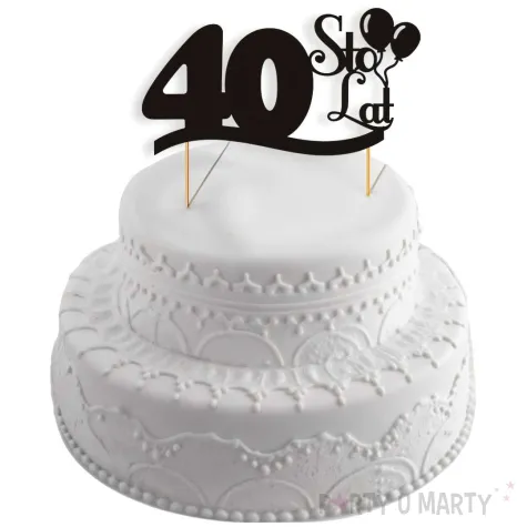 dekoracja na tort topper 40 urodziny czarny 17 cm
