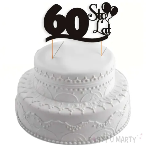 dekoracja na tort topper 60 urodziny czarny 17 cm