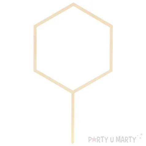 dekoracja na tort topper heksagon 24cm drewno partydeco
