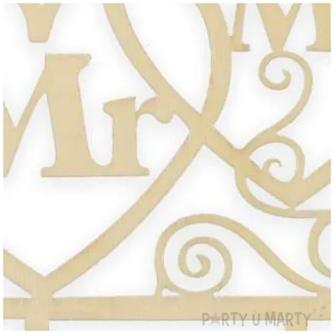 dekoracja na tort topper mr mrs drewno godan