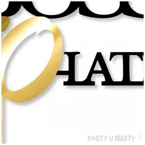 dekoracja na tort topper papierowy bosski 80 latek zloto czarny 16 cm