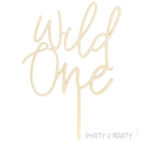 dekoracja na tort topper wild one drewniany partydeco 22 cm