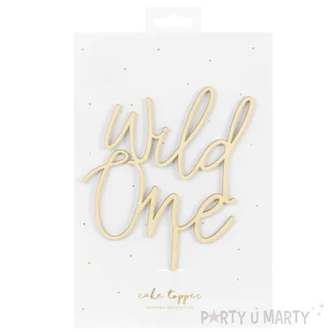 dekoracja na tort topper wild one drewniany partydeco 22 cm