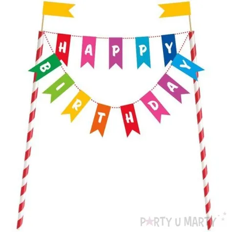 dekoracja na tortu happy birthday baner mix unique 20 cm