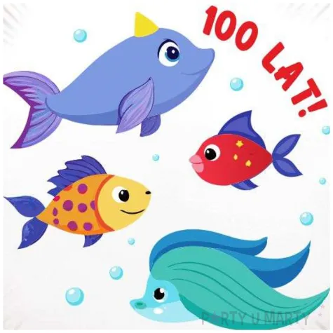 dekoracja na urodziny akwarysty balon foliowy kolorowe ryby 100 lat 18 rnd