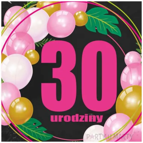 dekoracja na urodziny balon foliowy baloniki liczba 30 czarno rozowy 18 rnd