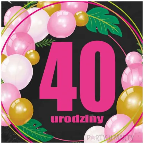 dekoracja na urodziny balon foliowy baloniki liczba 40 czarno rozowy 18 rnd