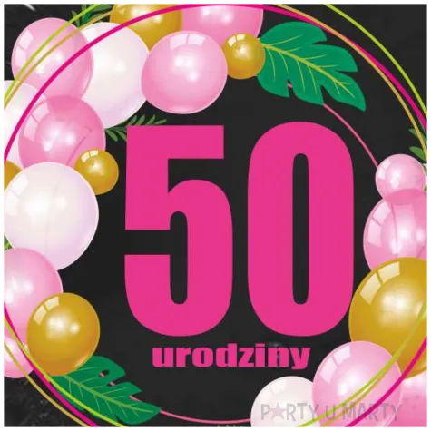 dekoracja na urodziny balon foliowy baloniki liczba 50 czarno rozowy 18 rnd