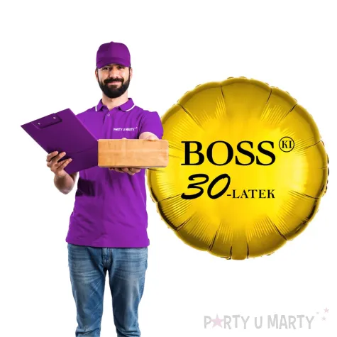 dekoracja na urodziny balon foliowy bosski 30 latek zloty prezent do girlandy 18 rnd