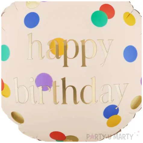 dekoracja na urodziny balon foliowy cukierek happy birthday do girland kremowo zloty 30 shp