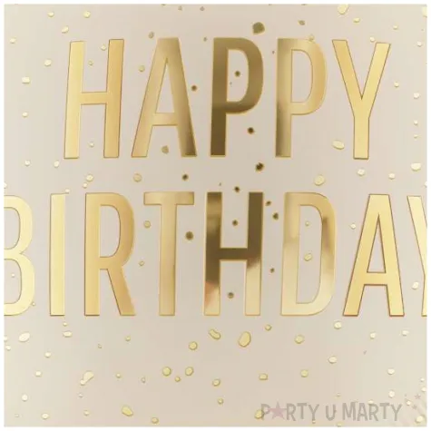 dekoracja na urodziny balon foliowy happy birthday kremowy matowy do girland 18 rnd