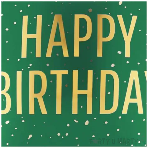 dekoracja na urodziny balon foliowy happy birthday zielony matowy do girland 18 rnd