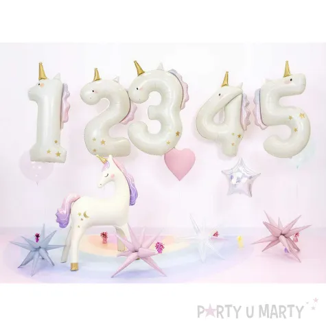 dekoracja na urodziny balon foliowy jednorozec cyfra 1 kremowy xl 46 5 dgt