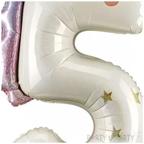 dekoracja na urodziny balon foliowy jednorozec cyfra 5 kremowy xl 46 5 dgt