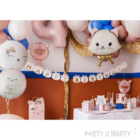 dekoracja na urodziny balon foliowy kotek rozowy partydeco 28 shp