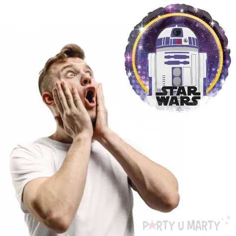dekoracja na urodziny balon foliowy star wars galaxy droid r2 d2 gwiezdne wojny 18 rnd