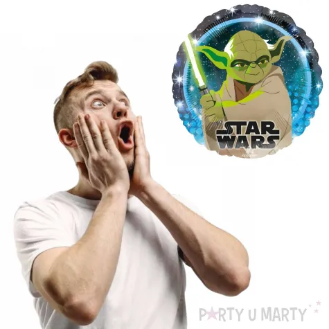 dekoracja na urodziny balon foliowy star wars galaxy mistrz yoda gwiezdne wojny 18 rnd