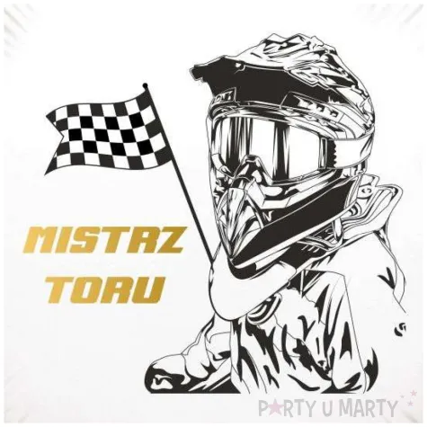 dekoracja na urodziny balon foliowy zuzel mistrz toru bialy do girland motocykl 18 rnd