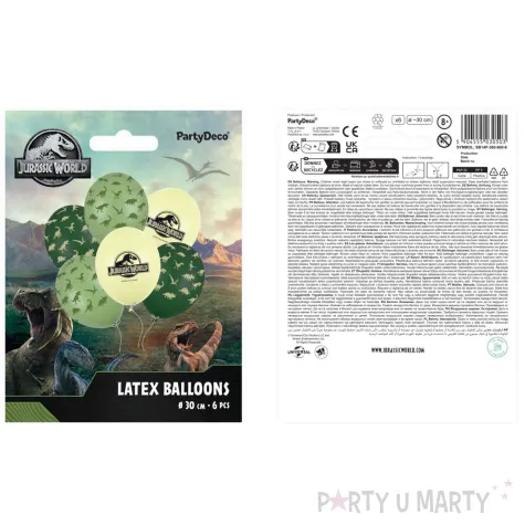 dekoracja na urodziny balony lateksowe jurassic world zielono zolte do girland 12 6 szt